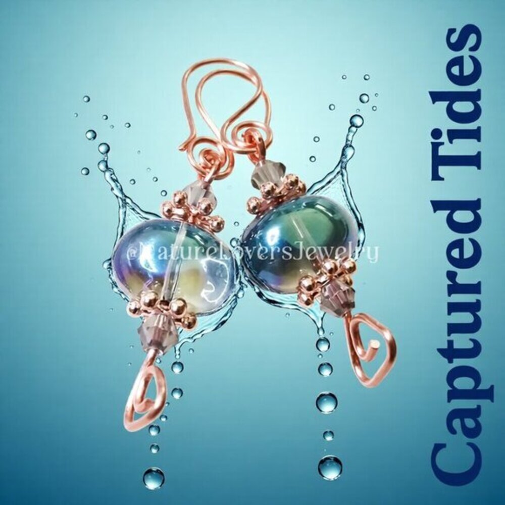 Gorgeous Bracelet & Flashy Earring Set! Shimmering Aurora Borealis Beads +Copper - Picture 7 of 16